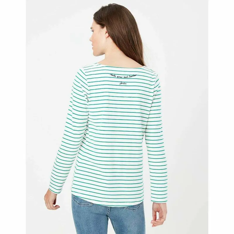 Joules Ladies Embroidered Harbour Green Pheasant Stripe Top-1